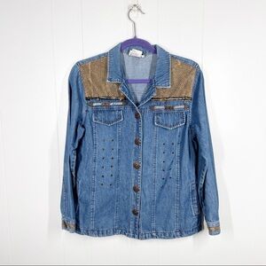 VINTAGE Nancy Bolen for City Girl Denim Western Button Up Long Sleeve Top 10